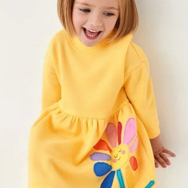 Robe pull jaune fille