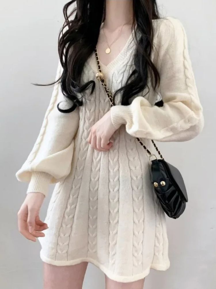 Robe pull tricot courte