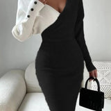 Robe pull bicolore noir et blanc