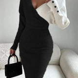 Robe pull bicolore noir et blanc