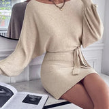 Robe pull ceinturée femme