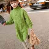 Robe pull col roulé fille