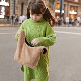 Robe pull col roulé fille