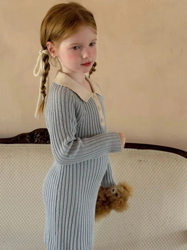 Robe pull fille maille douce