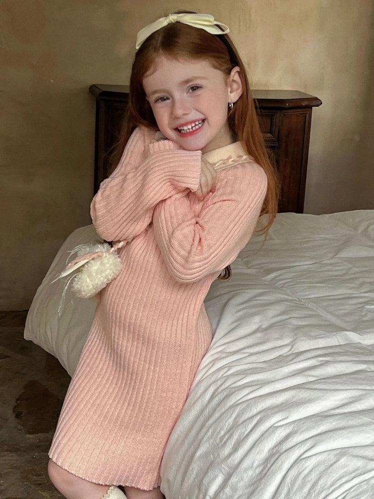 Robe pull fille maille douce