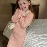 Robe pull fille maille douce