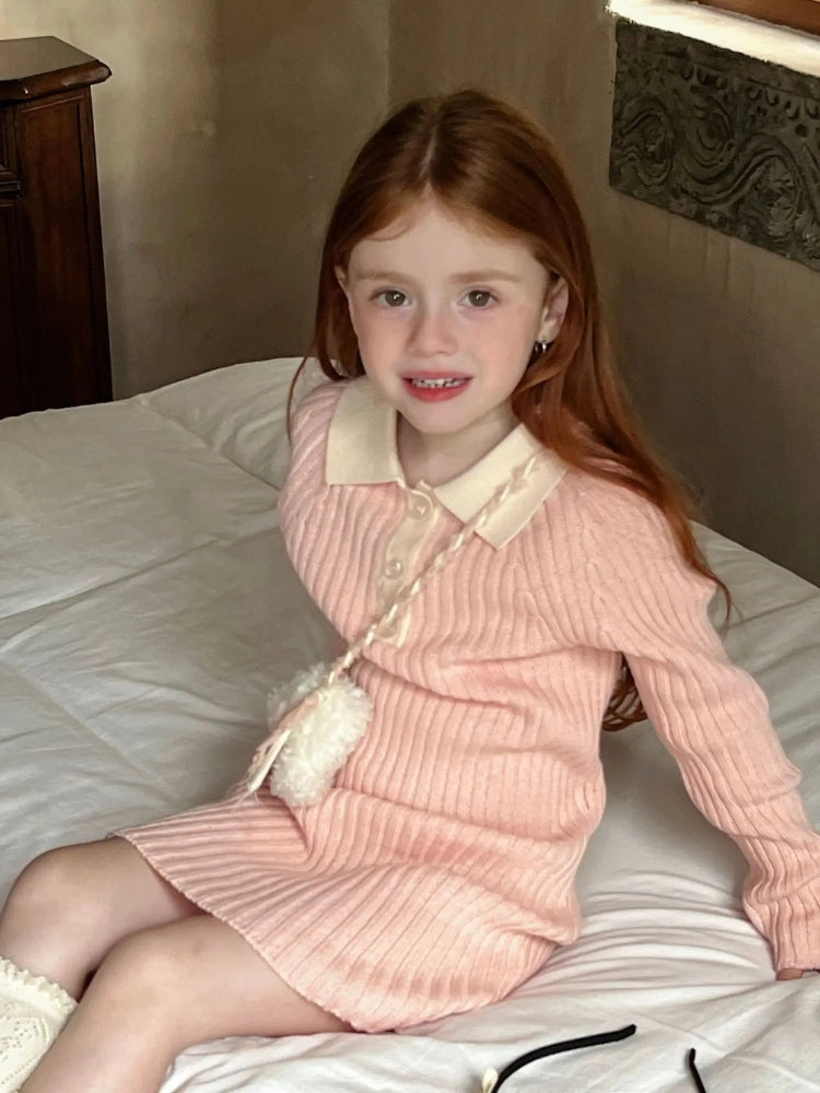 Robe pull fille maille douce