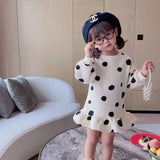 Robe pull fillette à pois