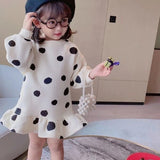 Robe pull fillette à pois