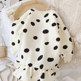 Robe pull fillette à pois
