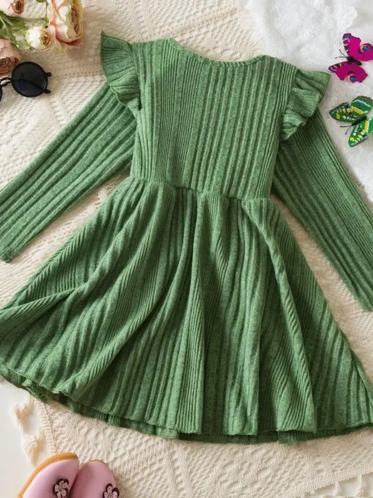 Robe pull maille évasé pour fille